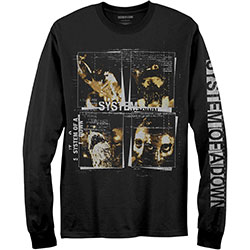System Of A Down Unisex Long Sleeve T-Shirt: Face Boxes (Sleeve Print)