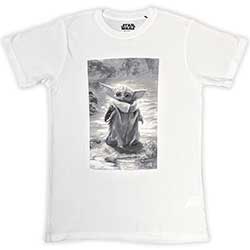 Star Wars Unisex T-Shirt: The Mandalorian Grogu B&W