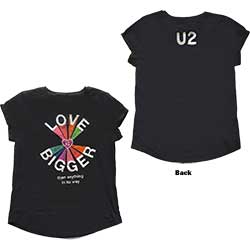 U2 Ladies Babydoll T-Shirt: Love Is Bigger (Ex-Tour & Back Print) (Large)