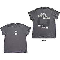 U2 Unisex T-Shirt: 360 Degree Tour Paris 2009 (Ex-Tour & Back Print) (Medium)