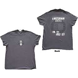 U2 Unisex T-Shirt: 360 Degree Tour Amsterdam 2009 (Ex-Tour & Back Print) (Medium)