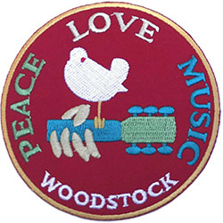 Woodstock Standard Woven Patch: Peace, Love, Music