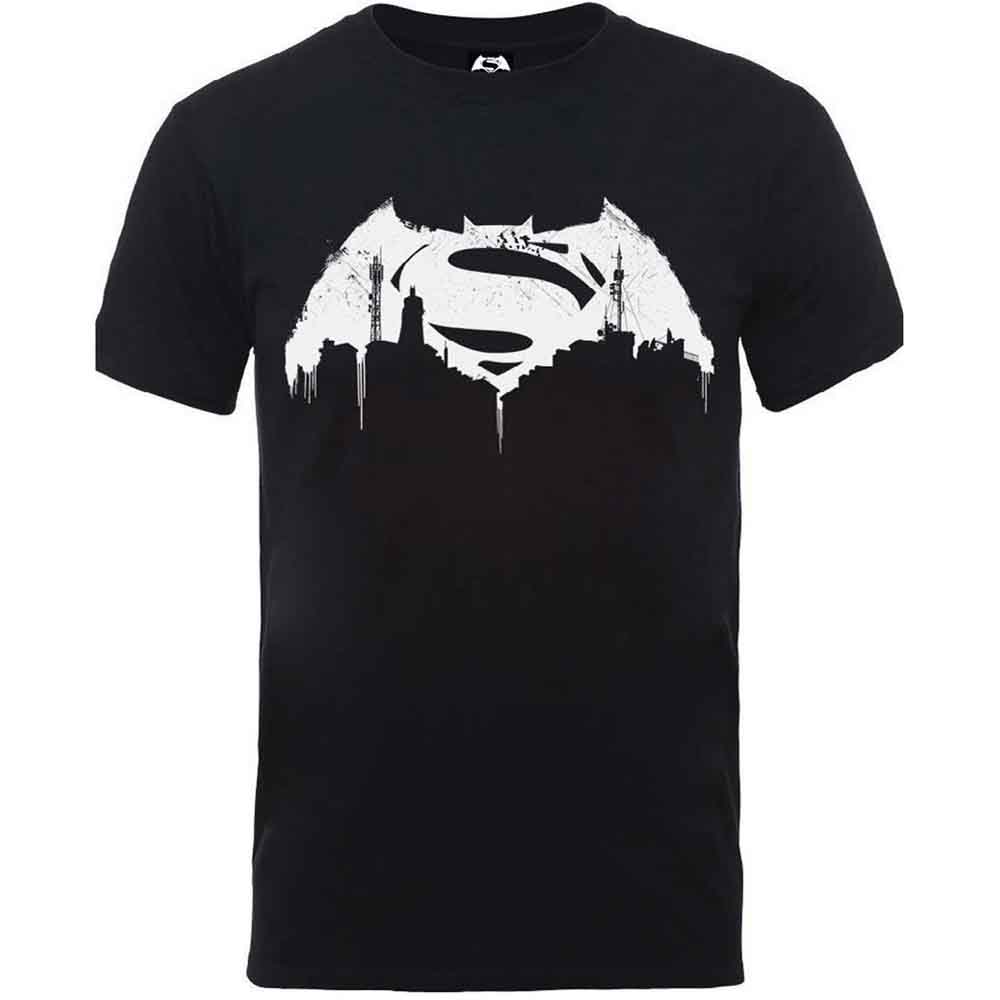 Batman V Superman Beaten Logo Mens Black TS