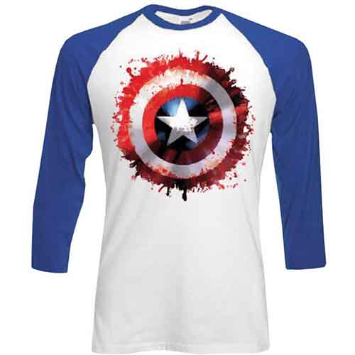 Marvel Comics Captain America Splat Shield Raglan Baseball