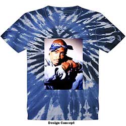 Tupac Unisex T-Shirt: Blue Photo Swirl (Tie-Dye)
