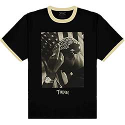 Tupac Unisex T-Shirt: Flag Photo (Ringer)