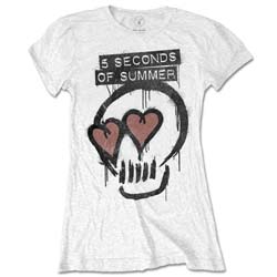 5 Seconds of Summer Ladies T-Shirt: Heart Skull