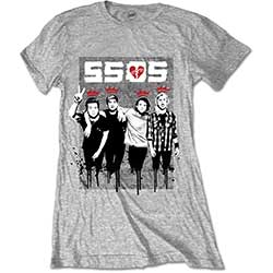 5 Seconds of Summer Ladies T-Shirt: 2 Finger Dripped