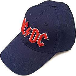 AC/DC Unisex Baseball Cap: Red Logo (Navy Blue)