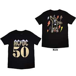 AC/DC Unisex T-Shirt: Bolt Array (Back Print)
