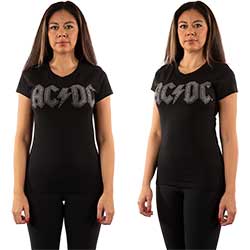 AC/DC Ladies T-Shirt: Logo (Diamante)