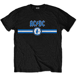 AC/DC Unisex T-Shirt: Blue Logo & Stripe
