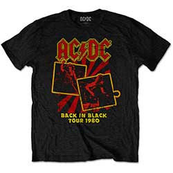 AC/DC Unisex T-Shirt: Back in Black Tour 1980