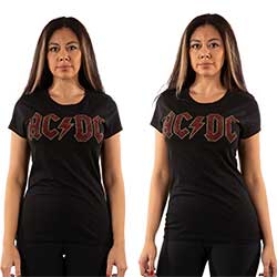 AC/DC Ladies T-Shirt: Full Colour Logo (Diamante)