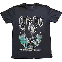 AC/DC Unisex T-Shirt: For Those About To Rock Yellow Outlines