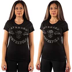 Avenged Sevenfold Ladies Embellished T-Shirt: Death Bat (Diamante)
