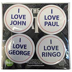The Beatles Button Badge Pack: I Love 4 Pack Large