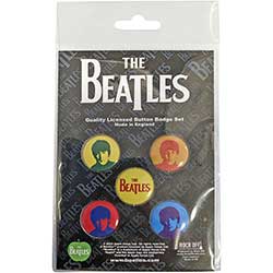 The Beatles Button Badge Pack: J,P,G&R Coloured