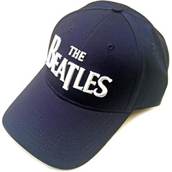 The Beatles Unisex Baseball Cap: White Drop T Logo (Navy Blue)