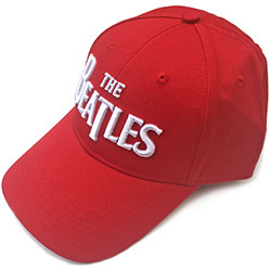 The Beatles Unisex Baseball Cap: White Drop T Logo (Red)