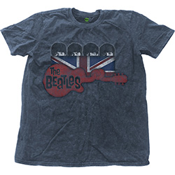 The Beatles Unisex Snow Wash T-Shirt: Guitar & Flag