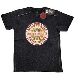 The Beatles Unisex Snow Wash T-Shirt: Sgt Pepper Drum