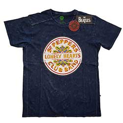 The Beatles Unisex T-Shirt: Sgt Pepper Drum (Snow Wash)