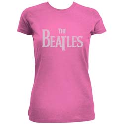 The Beatles Ladies Embellished T-Shirt: Drop T Logo (Small)