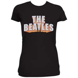 The Beatles Ladies Embellished T-Shirt: 3D Logo (Diamante)