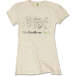 The Beatles Ladies T-Shirt: Outline Faces on Apple