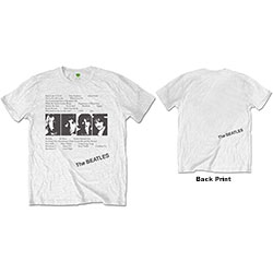 The Beatles Unisex T-Shirt: White Album Tracks (Back Print)