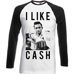 Johnny Cash Unisex Raglan T-Shirt: I Like Cash (Medium)
