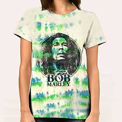 Bob Marley Unisex T-Shirt: Black & White Logo (Dip-Dye)