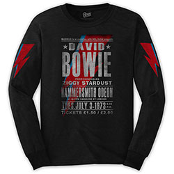 David Bowie Unisex Long Sleeved T-Shirt: Hammersmith Odeon (Sleeve Print)