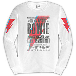 David Bowie Unisex Long Sleeved T-Shirt: Hammersmith Odeon (Sleeve Print)