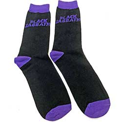 Black Sabbath Official Unisex Adult Socks Wavy Logo UK Size 7-11 Black Purple 