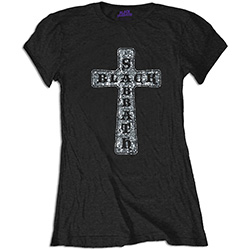 Black Sabbath Ladies Embellished T-Shirt: Cross (Diamante)
