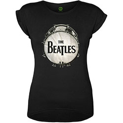 The Beatles Ladies Embellished T-Shirt: Drum (Black Caviar Beads)