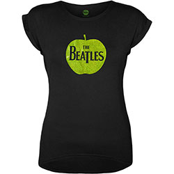 The Beatles Ladies Embellished T-Shirt: Apple Logo (Green Sparkle Gel) (XX-Large)