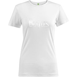 The Beatles Ladies Hi-Build T-Shirt: Drop T Logo (White-On-White)