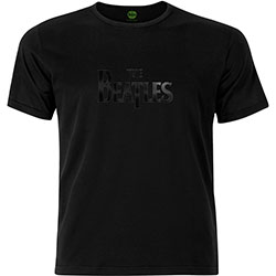 The Beatles Unisex Hi-Build T-Shirt: Drop T Logo (Black-On-Black)