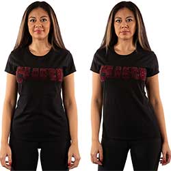 The Cure Ladies Embellished T-Shirt: Logo (Diamante)