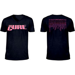 The Cure Unisex T-Shirt: Neon Logo (Back Print/Ex-Tour/V-Neck)