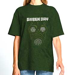 Green Day Unisex T-Shirt: Gas Mask (Wash Collection)