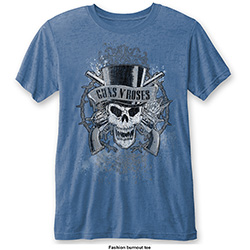 Guns N' Roses Unisex Burn Out T-Shirt: Faded Skull