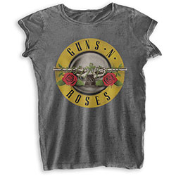 Guns N' Roses Ladies Burn Out T-Shirt: Bullet Logo