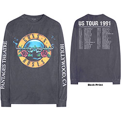 Guns N' Roses Unisex Long Sleeved T-Shirt: Hollywood Tour (Back & Sleeve Print)