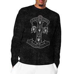 Guns N' Roses Unisex Long Sleeved T-Shirt: Monochrome Cross (Dip-Dye)