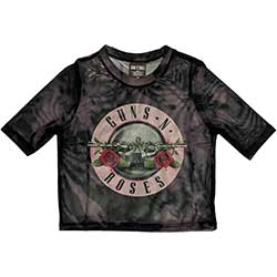 Guns N' Roses Ladies Crop Top: Pink Tint Bullet Logo (Mesh)