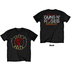Guns N' Roses Unisex T-Shirt: Rose Circle Paradise City (Back Print)